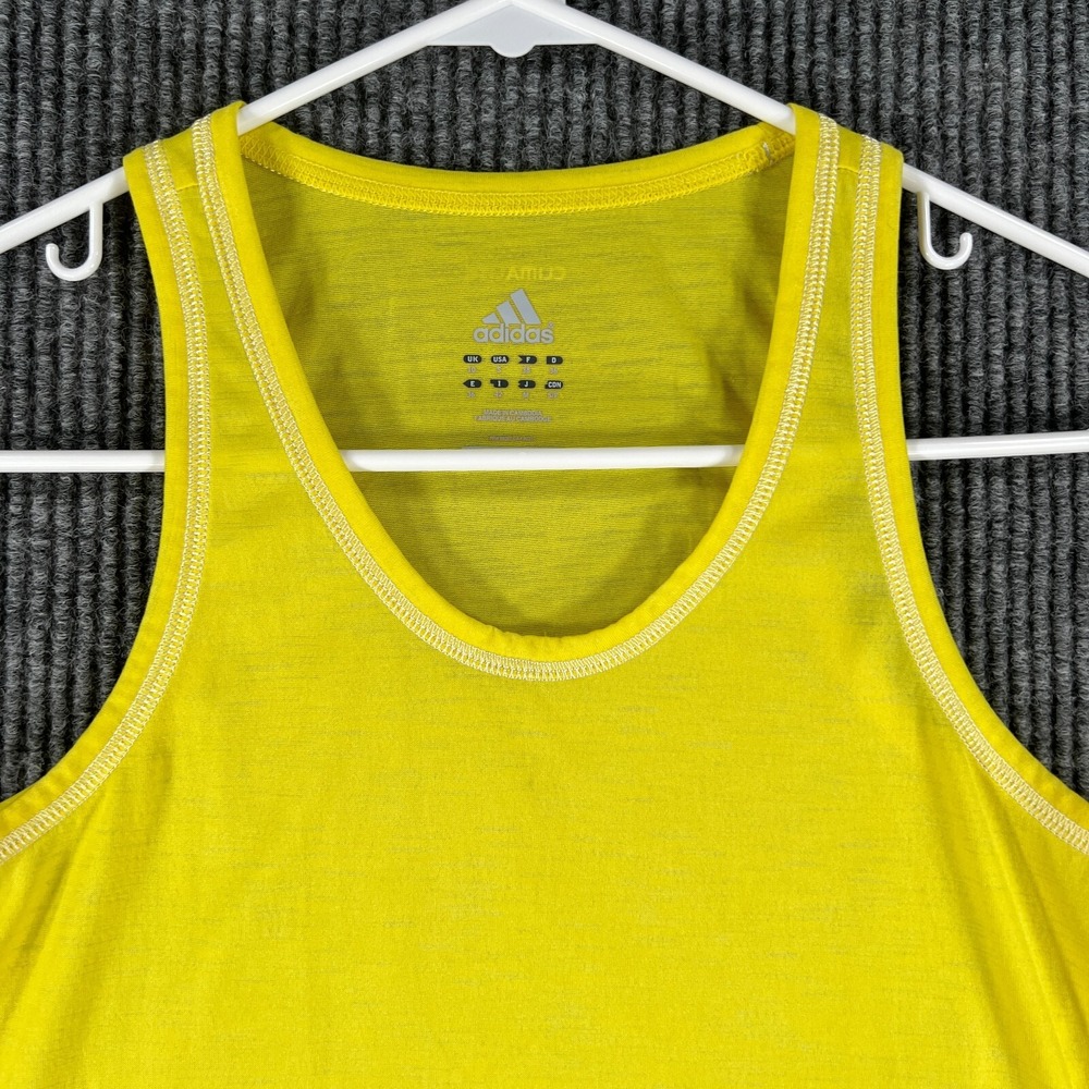 Adidas Womens Tank Top Shirt Small Yellow Sleeveless Activewear Climalite Gym